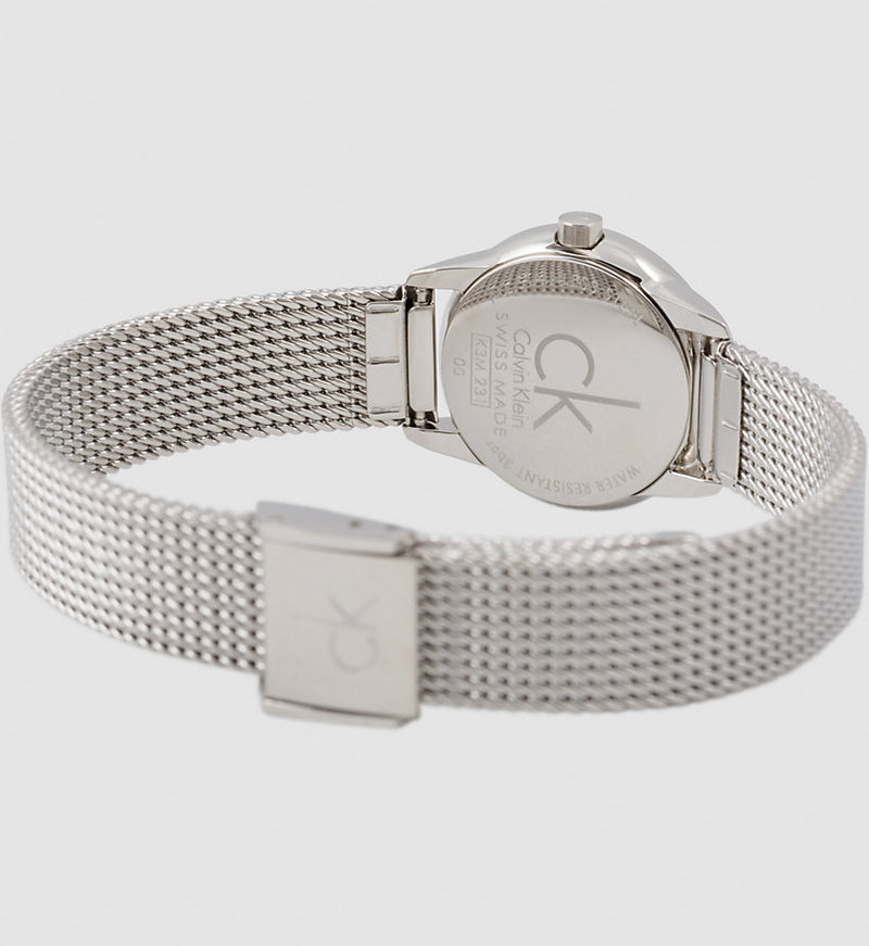  Shop Authentic Calvin Klein Minimal Grey Dial Silver Mesh Bracelet Watch for Women - K3M23124 - Luxxuri