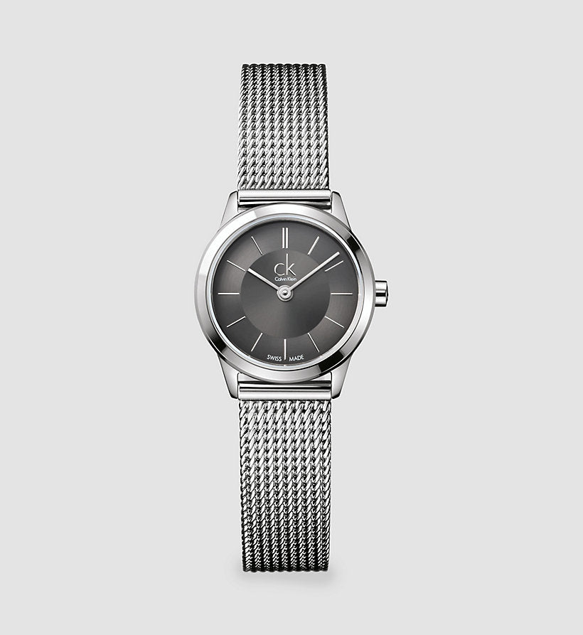  Shop Authentic Calvin Klein Minimal Grey Dial Silver Mesh Bracelet Watch for Women - K3M23124 - Luxxuri
