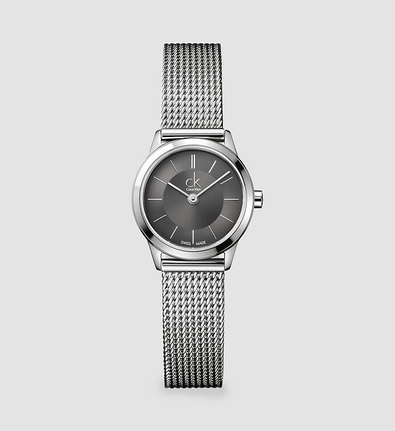  Shop Authentic Calvin Klein Minimal Grey Dial Silver Mesh Bracelet Watch for Women - K3M221Y3 - Luxxuri