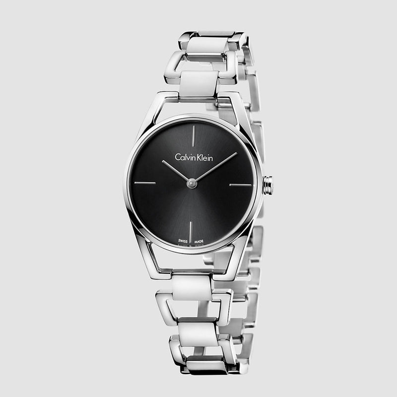  Shop Authentic Calvin Klein Dainty Black Dial Silver Steel Strap Watch for Women - K7L23141 - Luxxuri
