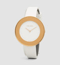  Shop Authentic Calvin Klein Chic White Dial White Leather Strap Watch for Women - K7N236K2 - Luxxuri