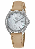  Shop Authentic Tag Heuer Formula 1 Quartz Diamonds Mother of Pearl Dial Beige Leather Strap Watch for Women - WBJ131A.FC8254 - Luxxuri
