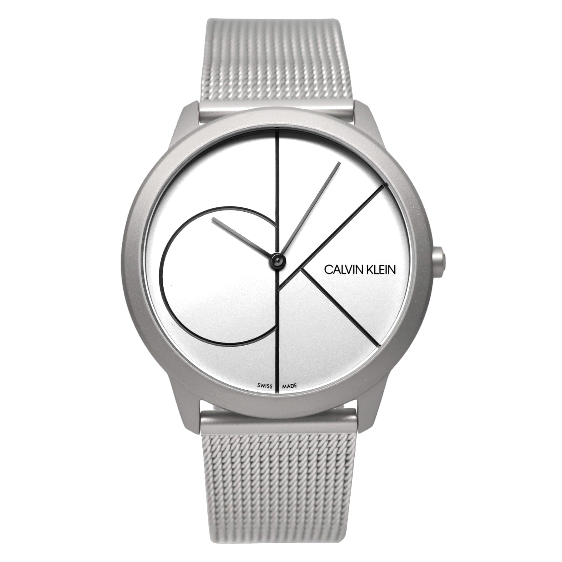  Shop Authentic Calvin Klein Minimal White Dial Silver Mesh Bracelet Watch for Men - K3M5115X - Luxxuri