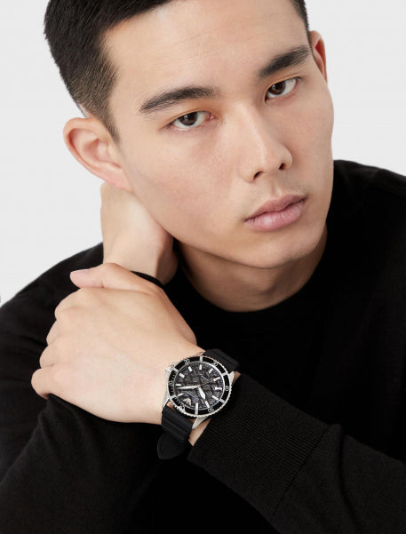  Shop Authentic Emporio Armani Meccanico Automatic Black Dial Black Silicone Strap Watch For Men - AR60062 - Luxxuri