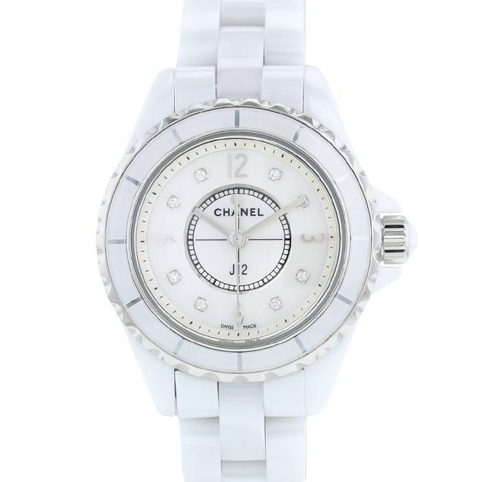  Shop Authentic Chanel J12 Diamonds Quartz Mother of Pearl White Dial White Steel Strap Watch for Women - J12 H2570 - Luxxuri