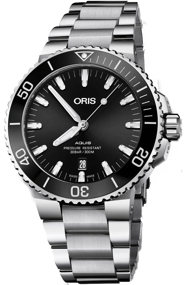  Shop Authentic Oris Aquis Date Black Dial Silver Steel Strap Watch for Men - 0173377304134-0782405PEB - Luxxuri