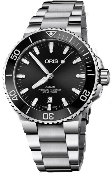  Shop Authentic Oris Aquis Date Black Dial Silver Steel Strap Watch for Men - 0173377304134-0782405PEB - Luxxuri