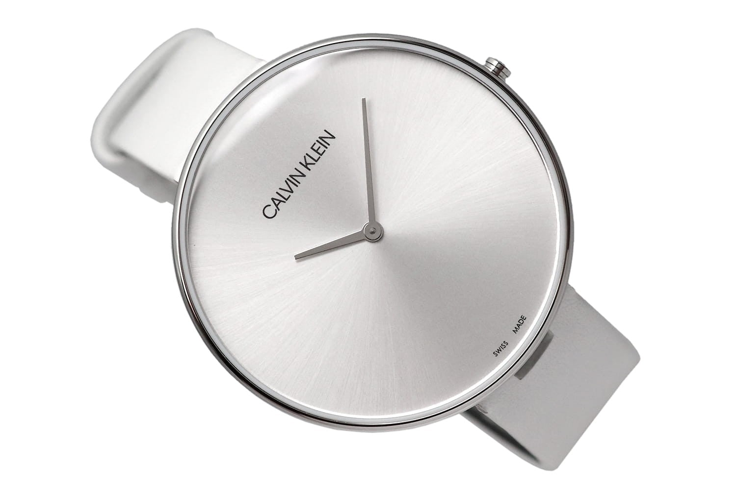  Shop Authentic Calvin Klein Full Moon White Dial White Leather Strap Watch for Women - K8Y231L6 - Luxxuri