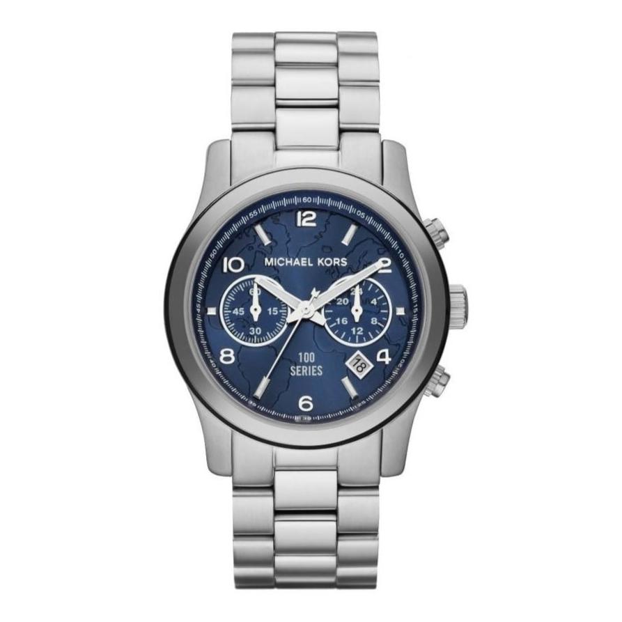  Shop Authentic Michael Kors Hunger Stop 100 Series Navy Blue Dial Silver Steel Strap Watch for Women - MK5814 - Luxxuri