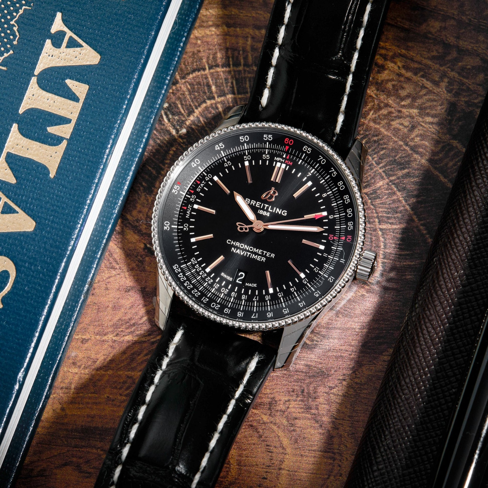  Shop Authentic Breitling Automatic 41mm Black Dial Black Leather Strap Watch for Men - A17326241B1P1 - Luxxuri