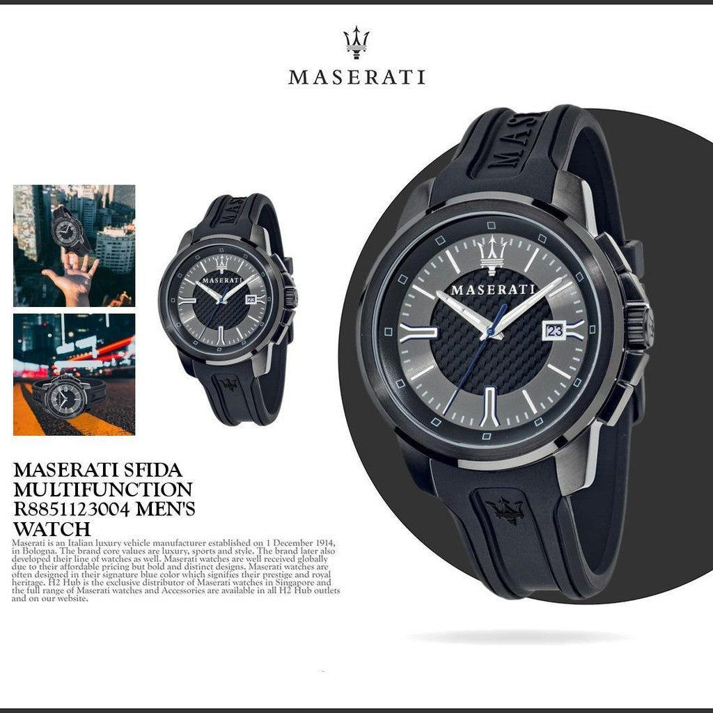  Shop Authentic Maserati SFIDA Black Dial Black Rubber Strap Watch For Men - R8851123004 - Luxxuri