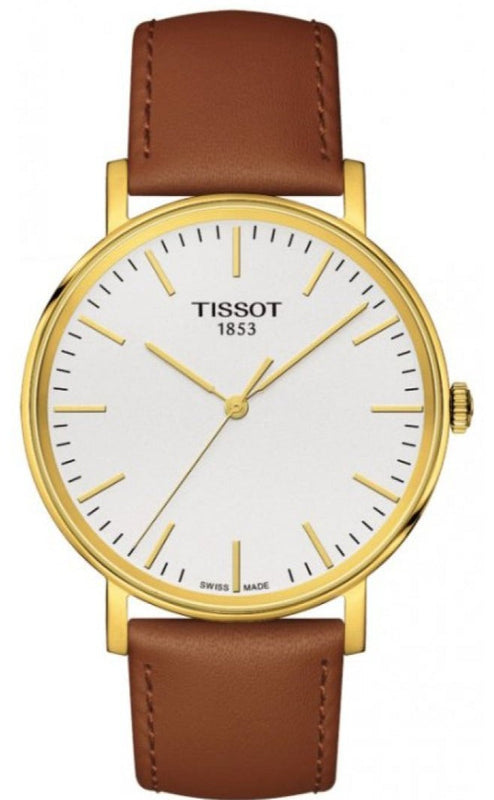  Shop Authentic Tissot T Classic Everytime White Dial Brown Leather Strap Watch For Men - T109.410.36.031.00 - Luxxuri