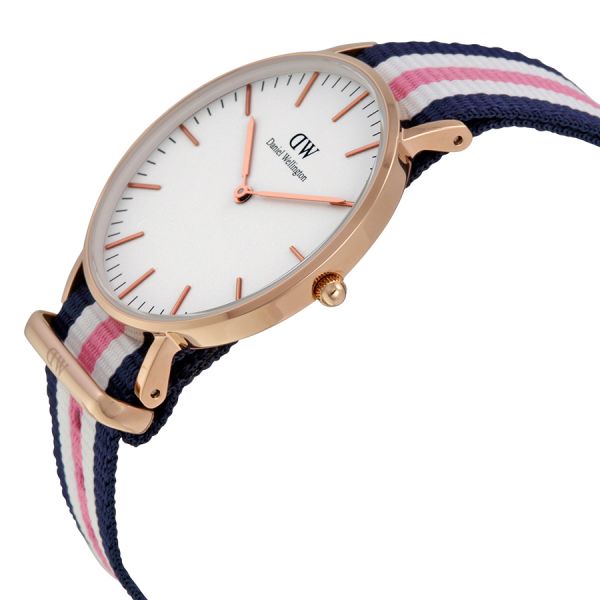  Shop Authentic Daniel Wellington Classic South Hampton White Dial Two Tone Nylon Strap Watch For Women - DW00100034 - Luxxuri