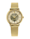  Shop Authentic Versace V Circle Quartz Gold Dial Gold Mesh Bracelet Watch For Men - VBQ070017 - Luxxuri