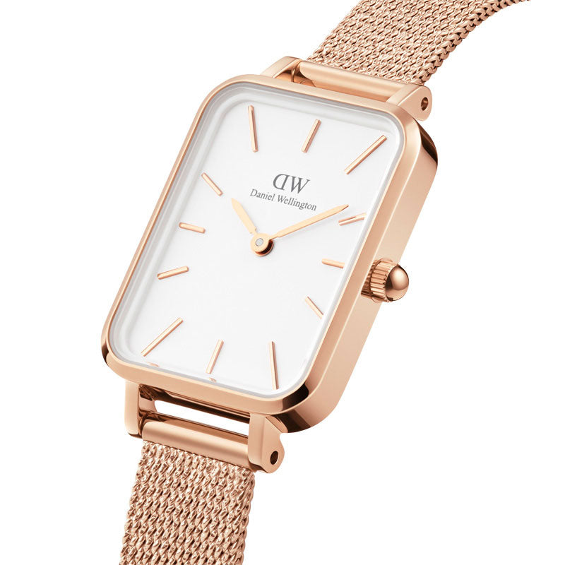  Shop Authentic Daniel Wellington Quadro Melrose White Dial Gold Mesh Strap Watch For Women - DW00100431 - Luxxuri