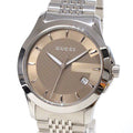 Gucci G Timeless Brown Dial Silver Steel Strap Watch For Men - YA126406