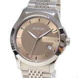  Shop Authentic Gucci G Timeless Brown Dial Silver Steel Strap Watch For Men - YA126406 - Luxxuri