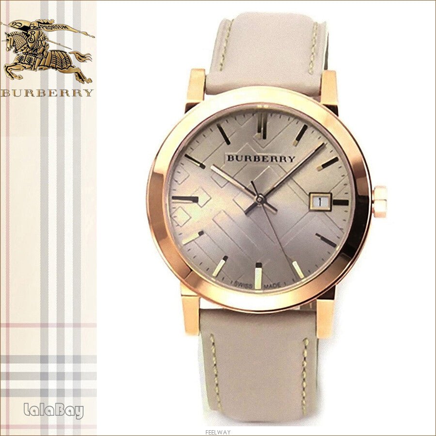 Burberry The City Beige Dial Brown Leather Strap Watch for Women - BU9014