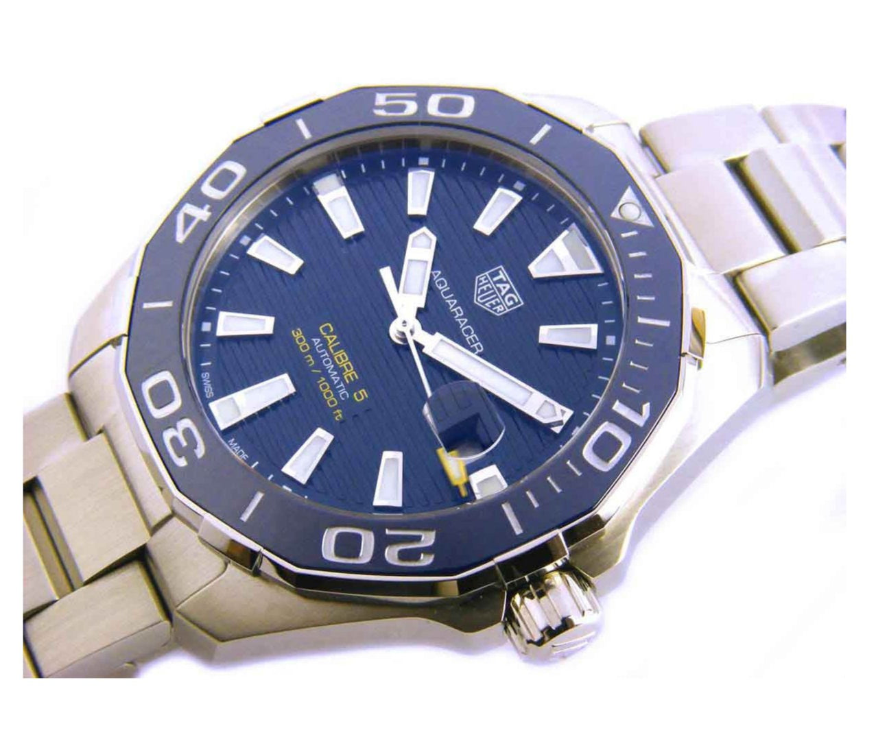  Shop Authentic Tag Heuer Aquaracer Calibre 5 Blue Dial Silver Steel Strap Watch for Men - WAY201B.BA0927 - Luxxuri