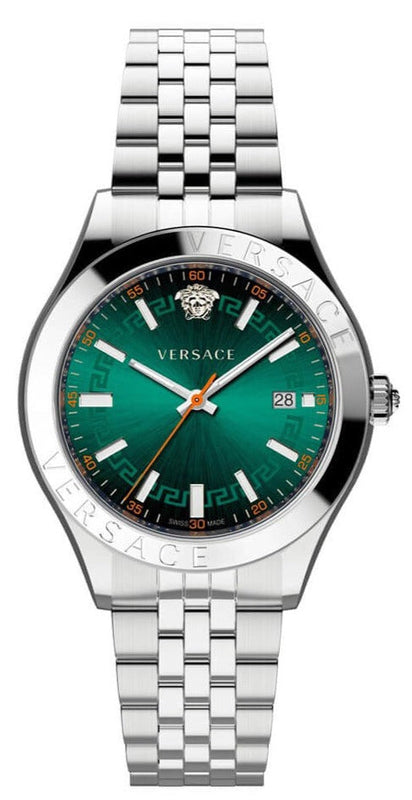  Shop Authentic Versace Hellenyium Quartz Green Dial Silver Steel Strap Watch For Men - VEVK01021 - Luxxuri