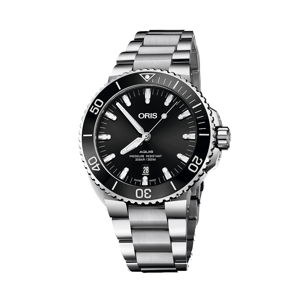  Shop Authentic Oris Aquis Date Black Dial Silver Steel Strap Watch for Men - 0173377304134-0782405PEB - Luxxuri