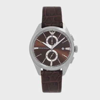  Shop Authentic Emporio Armani Claudio Chronograph Brown Dial Brown Leather Strap Watch For Men - AR11482 - Luxxuri