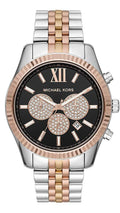  Shop Authentic Michael Kors Lexington Chronograph Crystals Black Dial Two Tone Steel Strap Watch for Men - MK8714 - Luxxuri