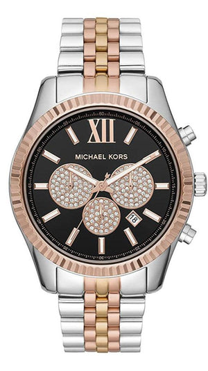  Shop Authentic Michael Kors Lexington Chronograph Crystals Black Dial Two Tone Steel Strap Watch for Men - MK8714 - Luxxuri