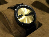  Shop Authentic Gucci Interlocking Grammy XL Gold Dial Black Steel Strap Watch for Men - YA133209 - Luxxuri