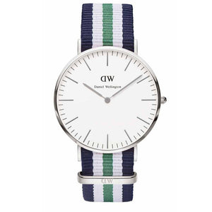  Shop Authentic Daniel Wellington Classic Nottingham White Dial Two Tone NATO Strap Watch For Men - 0208DW - Luxxuri