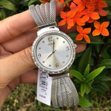 Shop Authentic Guess Chiffon Silver Dial Silver Mesh Bracelet Watch For Women - W1083L1 - Luxxuri