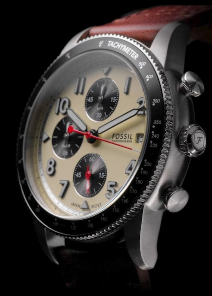  Shop Authentic Fossil Sport Tourer Chronograph White Dial Brown Leather Strap Watch for Men - FS6042 - Luxxuri
