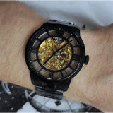  Shop Authentic Fossil Townsman Automatic Skeleton Black Dial Black Steel Strap Watch for Men - ME3197 - Luxxuri