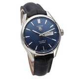  Shop Authentic Tag Heuer Carrera Calibre 5 Automatic Blue Dial Blue Leather Strap Watch for Men - WAR201E.FC6292 - Luxxuri