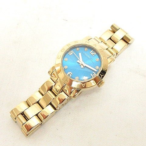  Shop Authentic Marc Jacobs Amy Dinky Blue Dial Gold Steel Strap Watch for Women - MBM3229 - Luxxuri