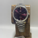  Shop Authentic Tudor Style Automatic Burgundy Red Dial Silver Steel Strap Watch for Men - M12710-0015 - Luxxuri