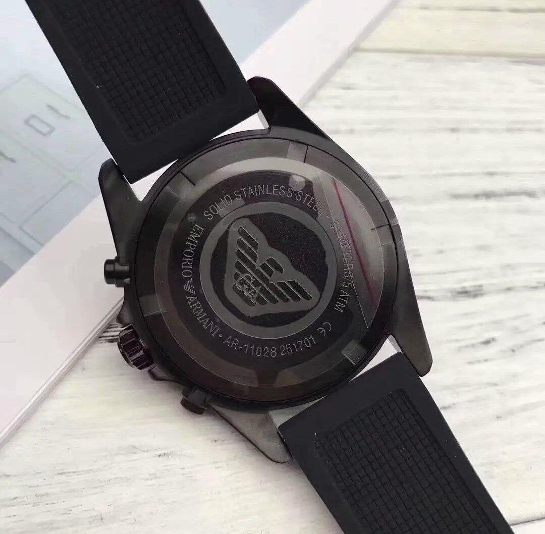  Shop Authentic Emporio Armani Giovanni Chronograph Black Dial Black Rubber Strap Watch For Men - AR11028 - Luxxuri