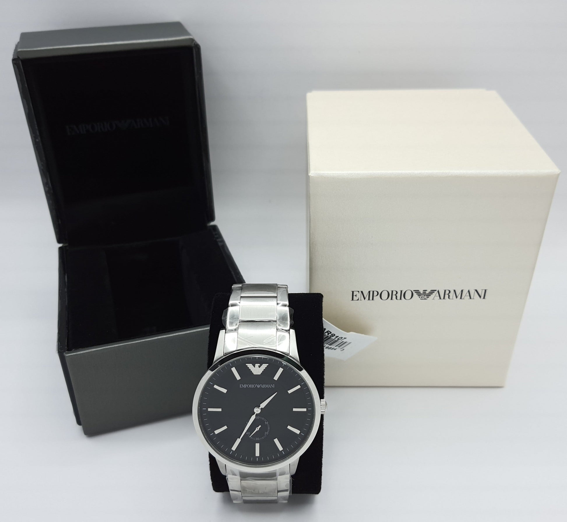  Shop Authentic Emporio Armani Classic Quartz Black Dial Silver Steel Strap Watch For Men - AR9107 - Luxxuri