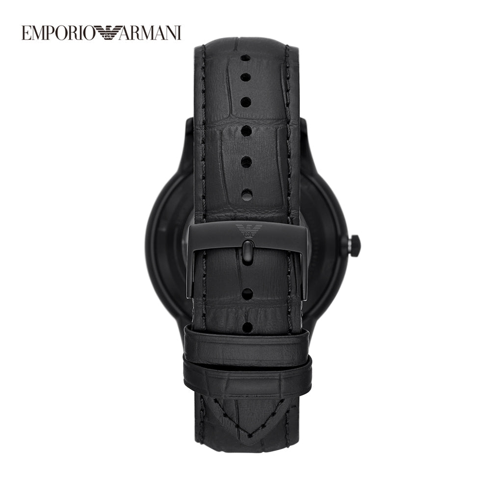  Shop Authentic Emporio Armani Meccanico Automatic Black Dial Black Leather Strap Watch For Men - AR60042 - Luxxuri