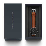  Shop Authentic Daniel Wellington Petite Sterling Black Dial Brown Leather Strap Watch For Women - DW00100178 - Luxxuri