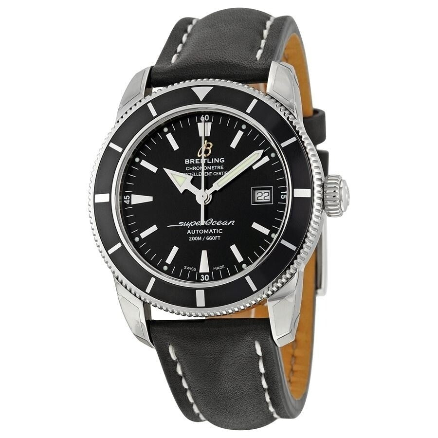  Shop Authentic Breitling Superocean Heritage 42mm Black Leather Strap Mens Watch - A1732124 - Luxxuri
