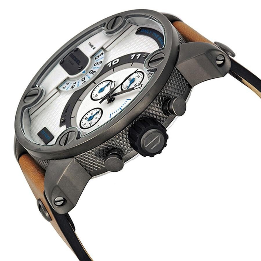  Shop Authentic Diesel SBA Dual Time Chronograph White Dial Brown Leather Strap Watch For Men - DZ7269 - Luxxuri
