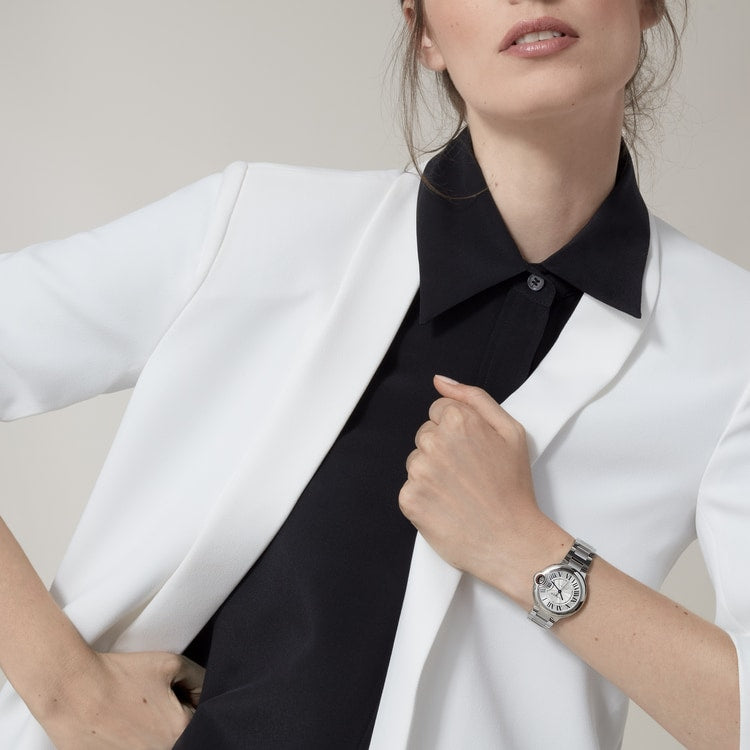  Shop Authentic Cartier Ballon Bleu De Cartier Silver Dial Silver Steel Strap Watch for Women - WSBB0044 - Luxxuri