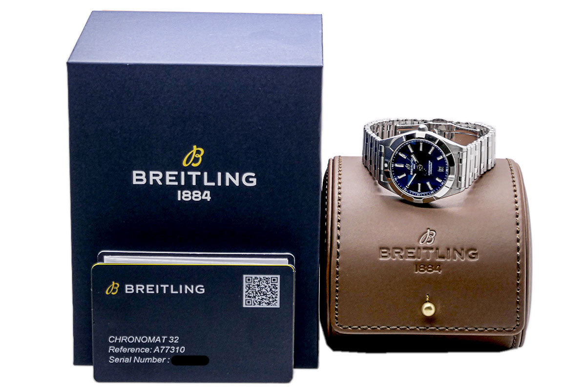  Shop Authentic Breitling Chronomat 32 Blue Dial Silver Steel Strap Watch for Women - A77310101C1A1 - Luxxuri