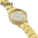  Shop Authentic Guess Analog Diamonds Silver Dial Gold Steel Strap Watch For Women - W1013l2 - Luxxuri
