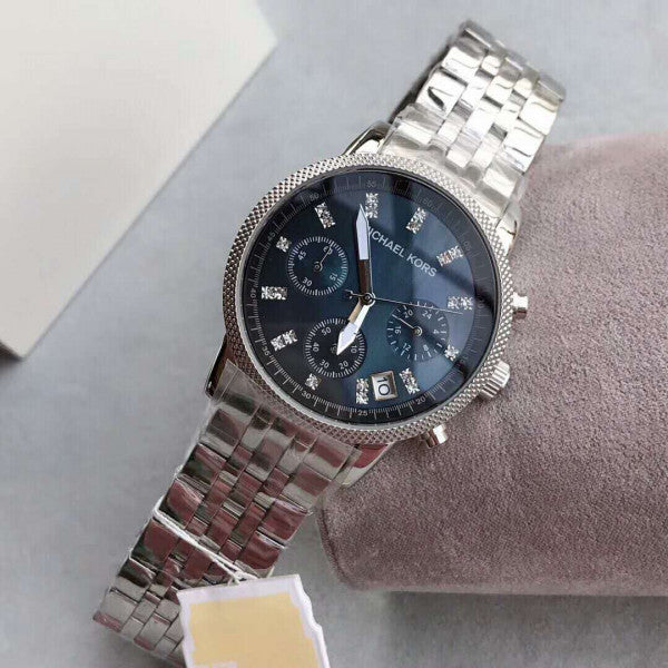  Shop Authentic Michael Kors Jet Set Chronograph Blue Dial Silver Steel Strap Watch for Women - MK5021 - Luxxuri