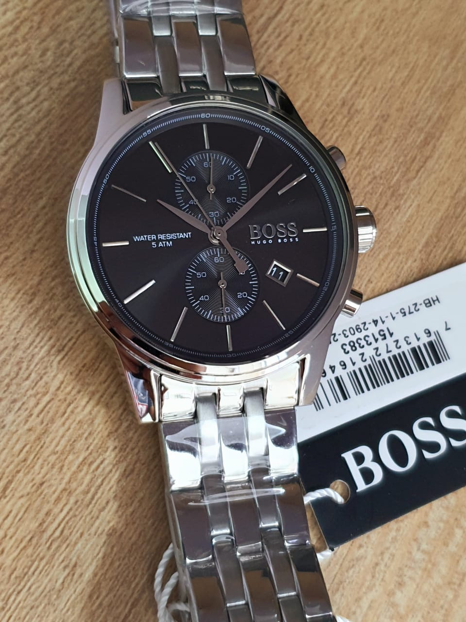  Shop Authentic Hugo Boss Jet Black Dial Silver Steel Strap Watch for Men - 1513383 - Luxxuri