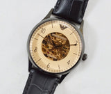  Shop Authentic Emporio Armani Meccanico White Dial Black Leather Strap Watch For Men - AR1923 - Luxxuri