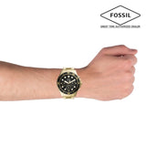  Shop Authentic Fossil FB-03 Chronograph Black Dial Gold Steel Strap Watch for Men - FS5727 - Luxxuri
