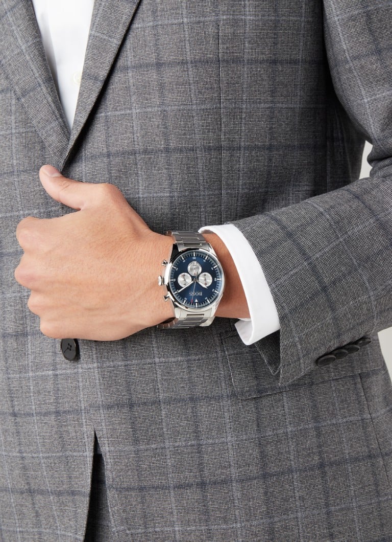 Hugo Boss Pioneer Blue Dial Silver Steel Strap Watch for Men - 1513713